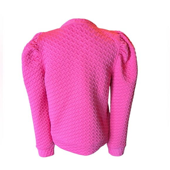 Fate Sweater Women’s Puff Sleeves Pink Thick Hem with V Design Size Small - Picture 5 of 7
